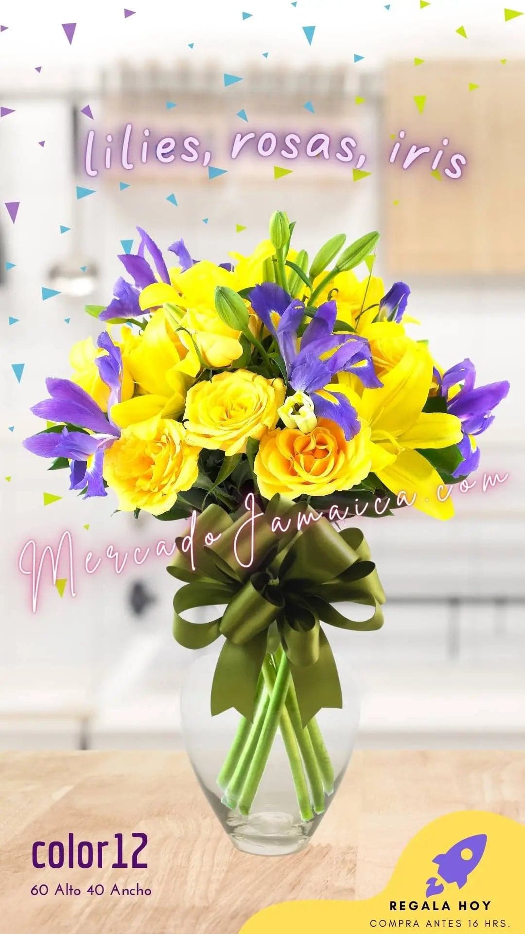 Arreglo 35 Flores: Iris, Lilies y Rosas CDMX