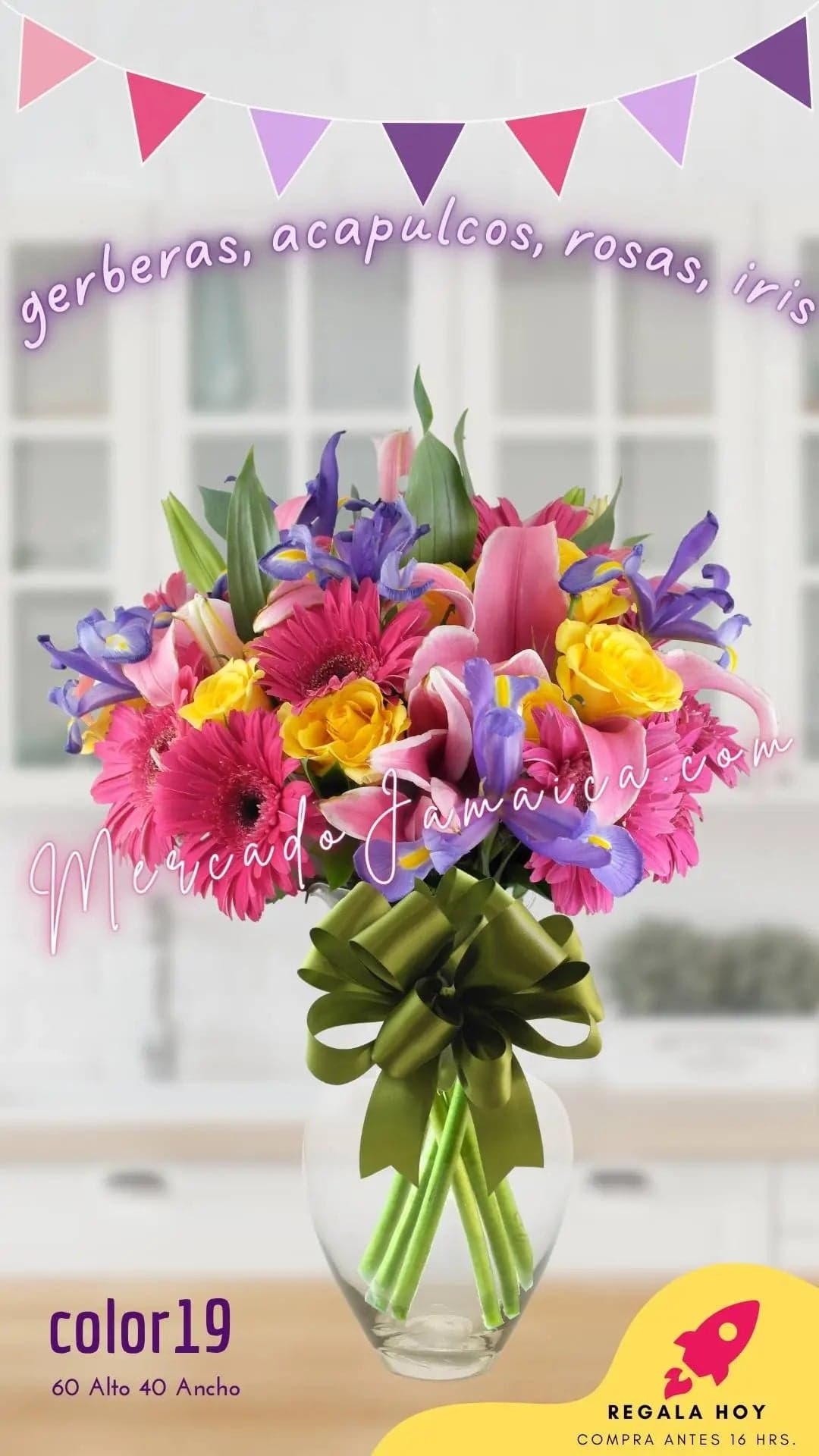 Arreglo 43 Flores: Rosas, Lilies e Iris CDMX