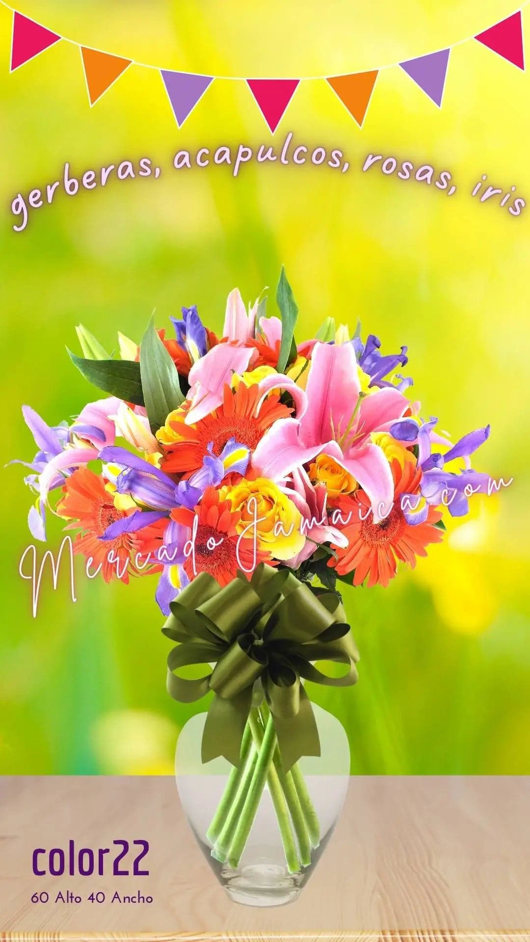 Arreglo 43 Flores: Gerberas, Iris y Rosas CDMX