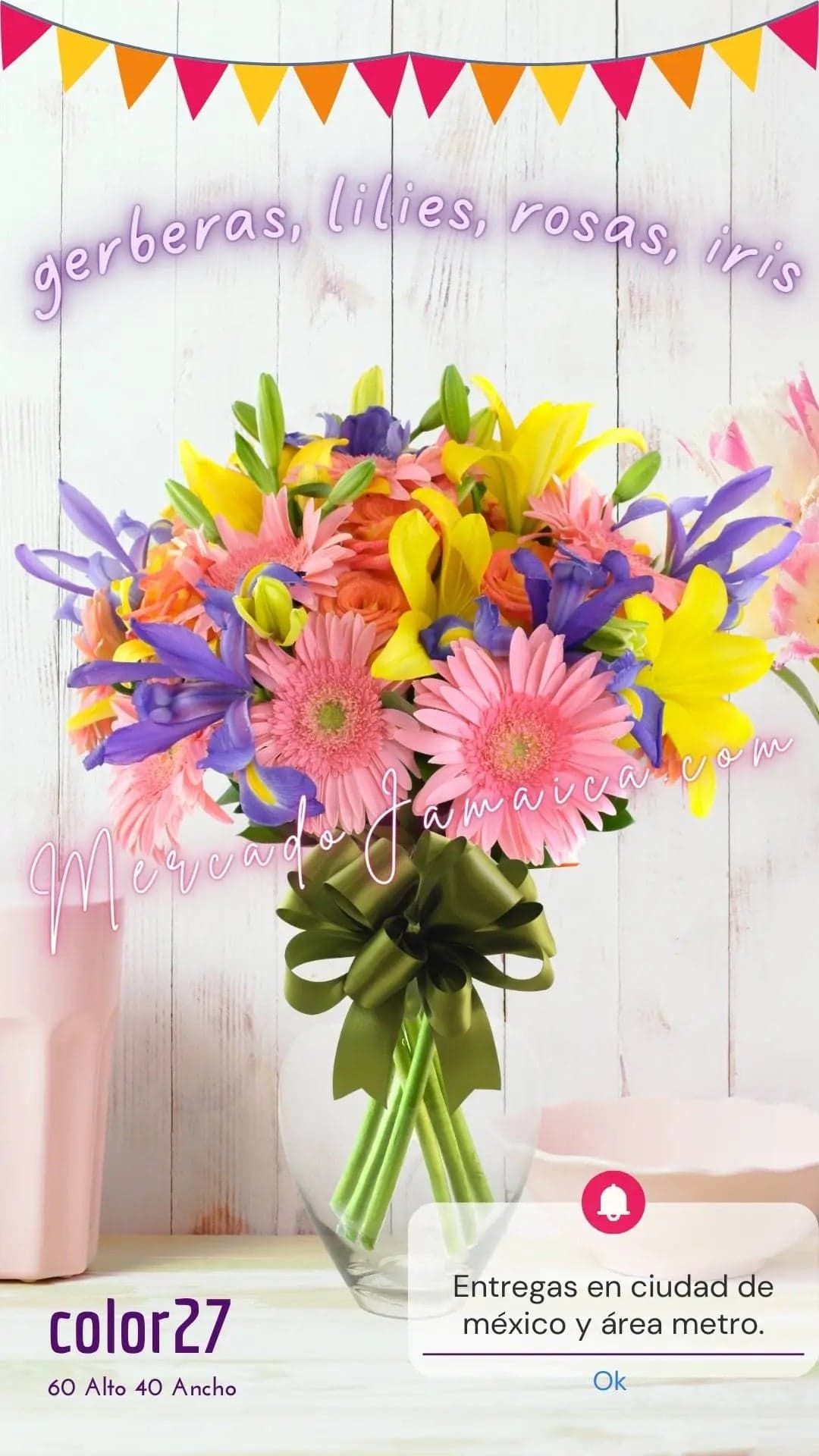 Arreglo 43 Flores: Gerberas, Iris y Rosas CDMX