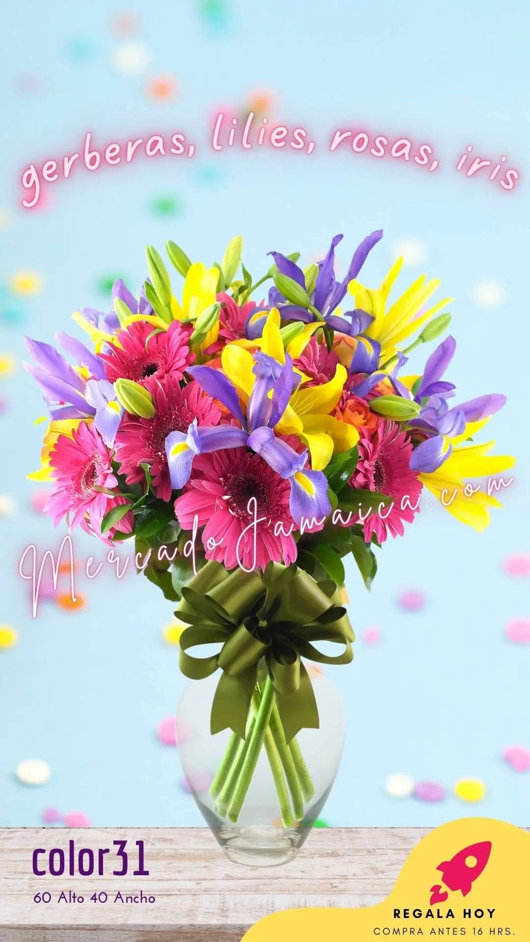 Arreglo 43 Flores Rosas Gerberas Cumpleaños CDMX