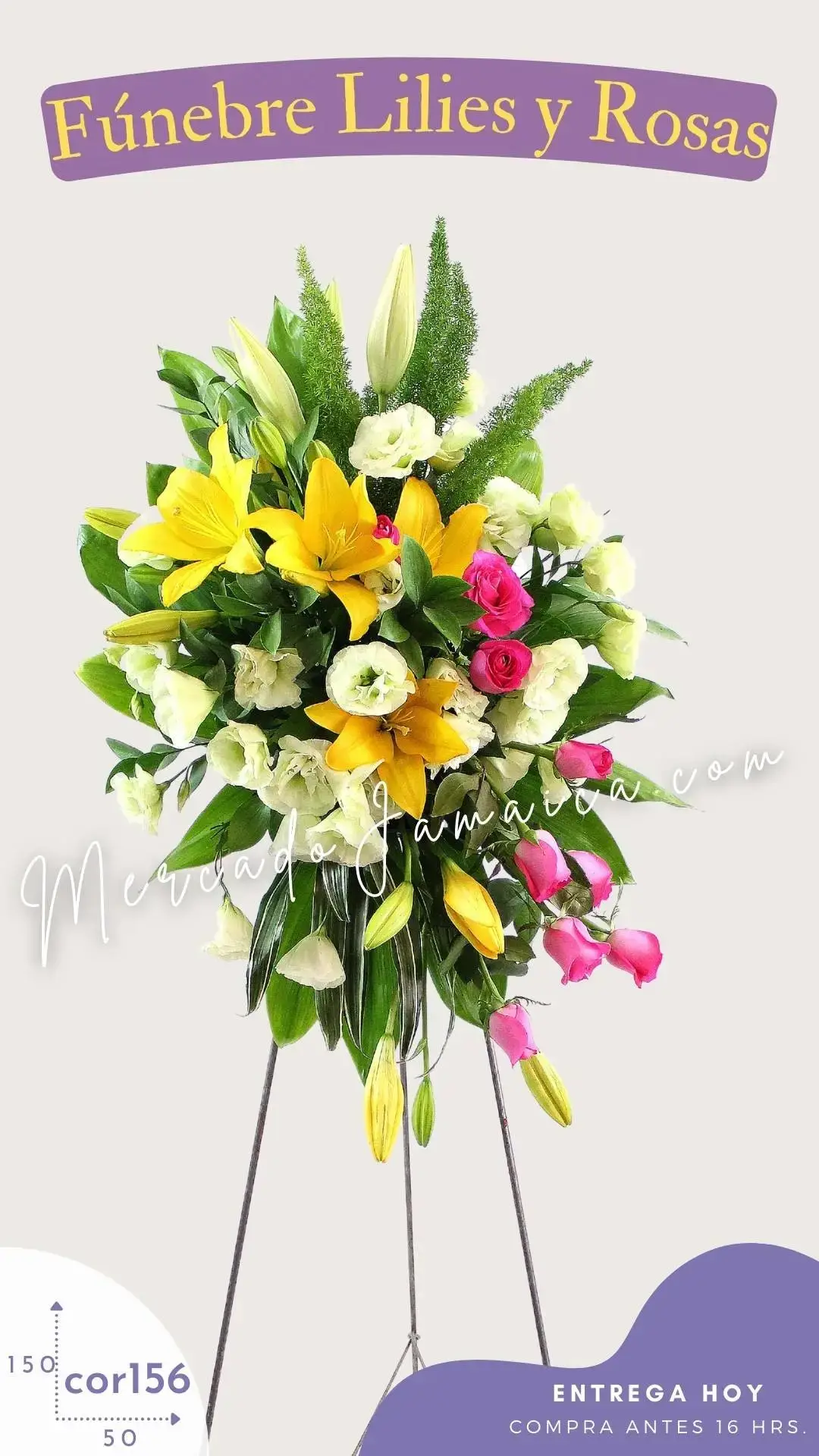 Arreglo Fúnebre Lilies y Rosas CDMX a Domicilio
