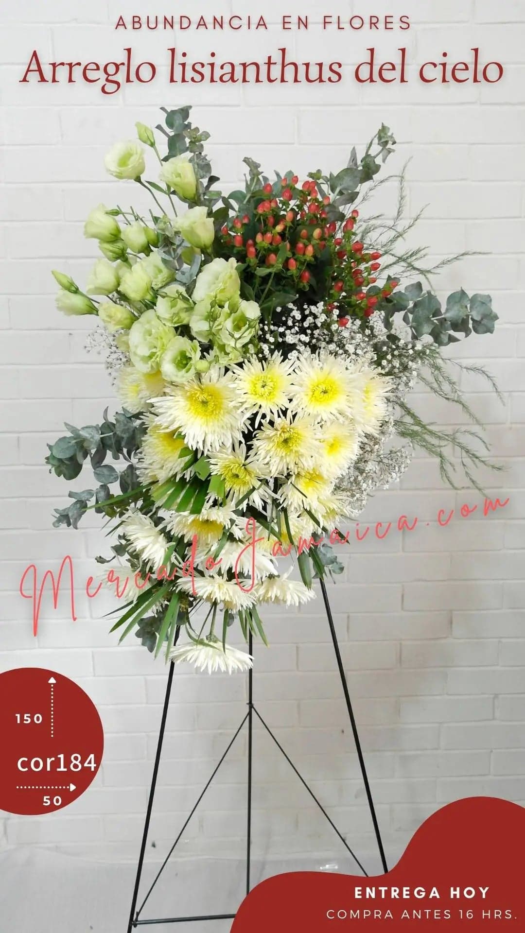 Arreglo Fúnebre Flores Blancas con Tripié CDMX