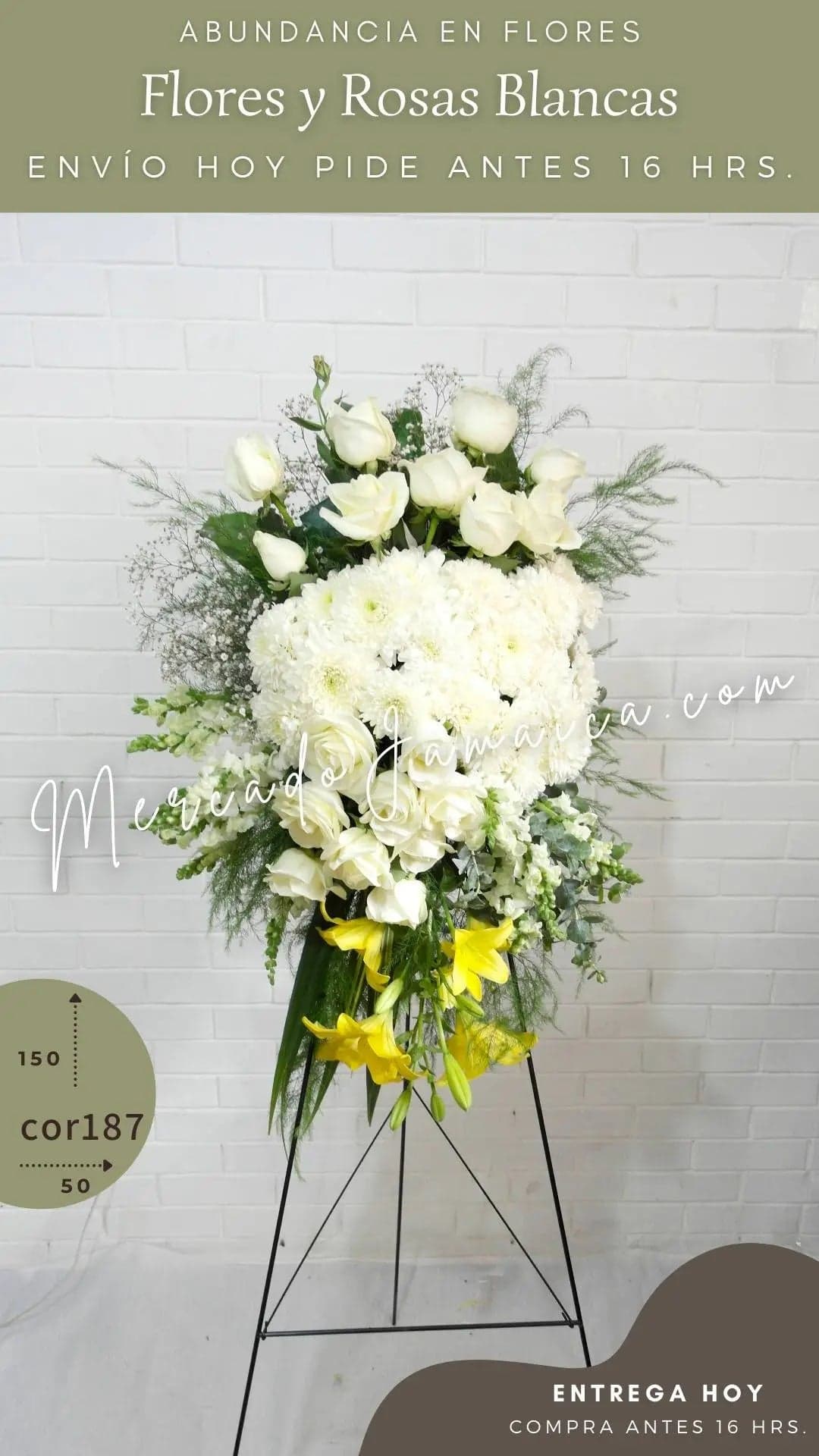 Arreglo Fúnebre 24 Rosas Blancas y Lirios CDMX