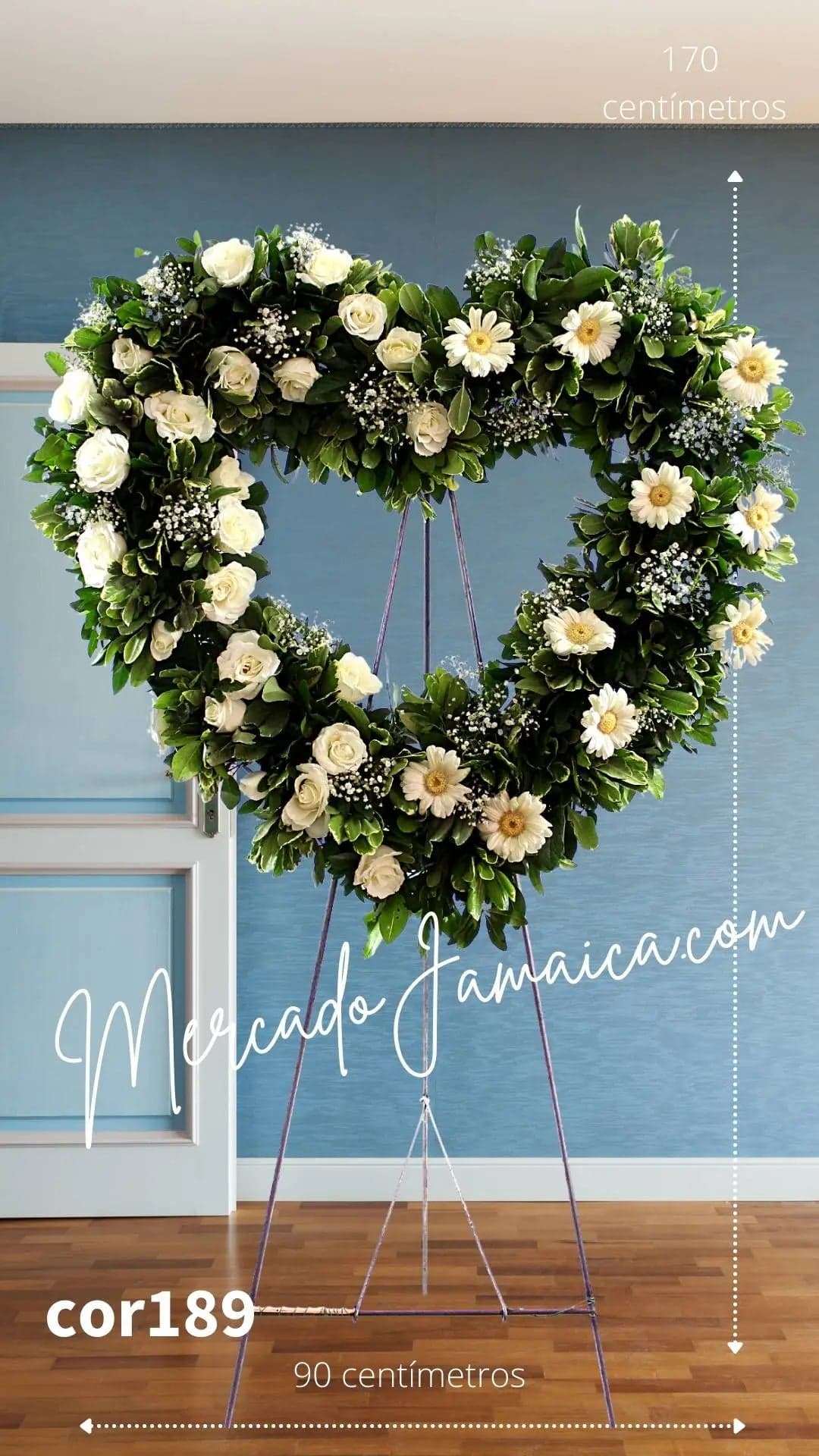 Corona fúnebre blanca 24 rosas y gerberas CDMX