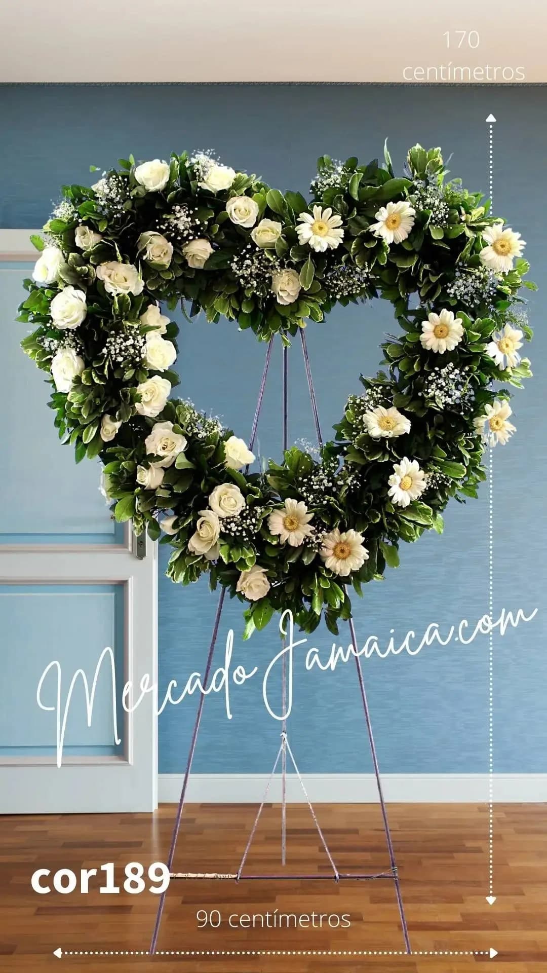 Corona fúnebre blanca 24 rosas y gerberas CDMX