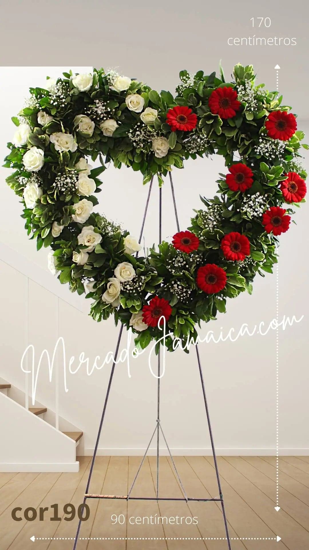 Corazón Fúnebre 24 Rosas Blancas y Gerberas CDMX