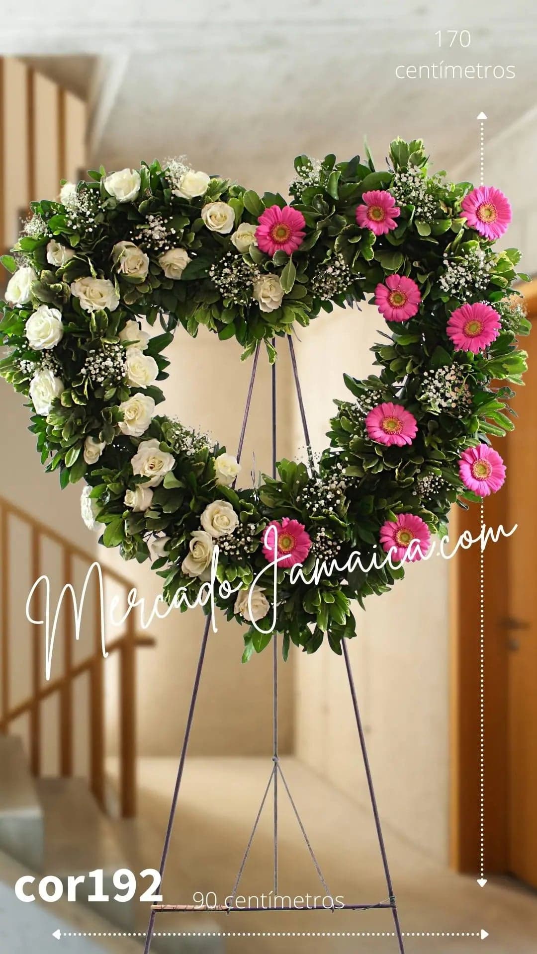 Corazón Fúnebre 24 Rosas Blancas y Gerberas CDMX