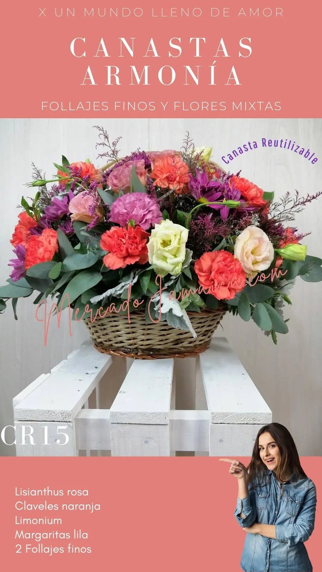 Canasta Popurrí Floral con Claveles CDMX