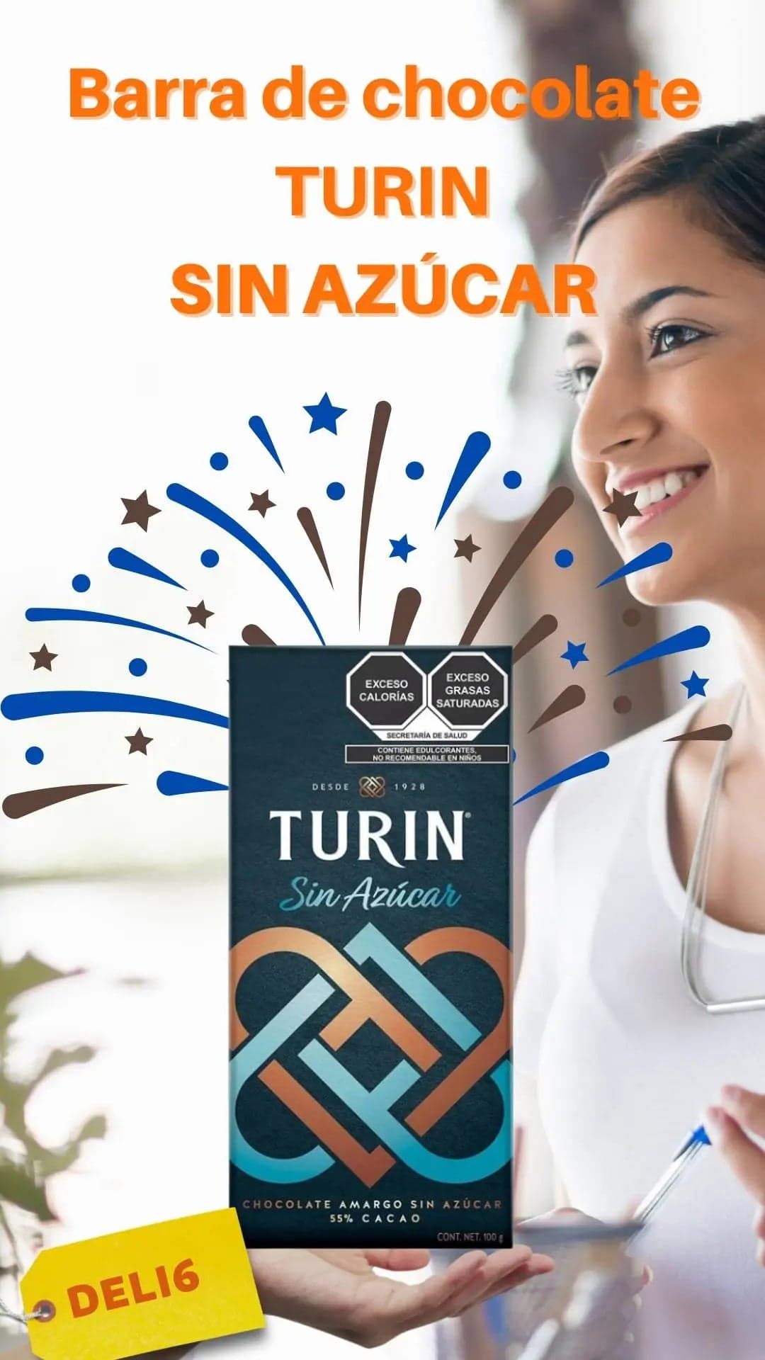 Chocolate Turín Sin Azúcar 55% Cacao 150g CDMX