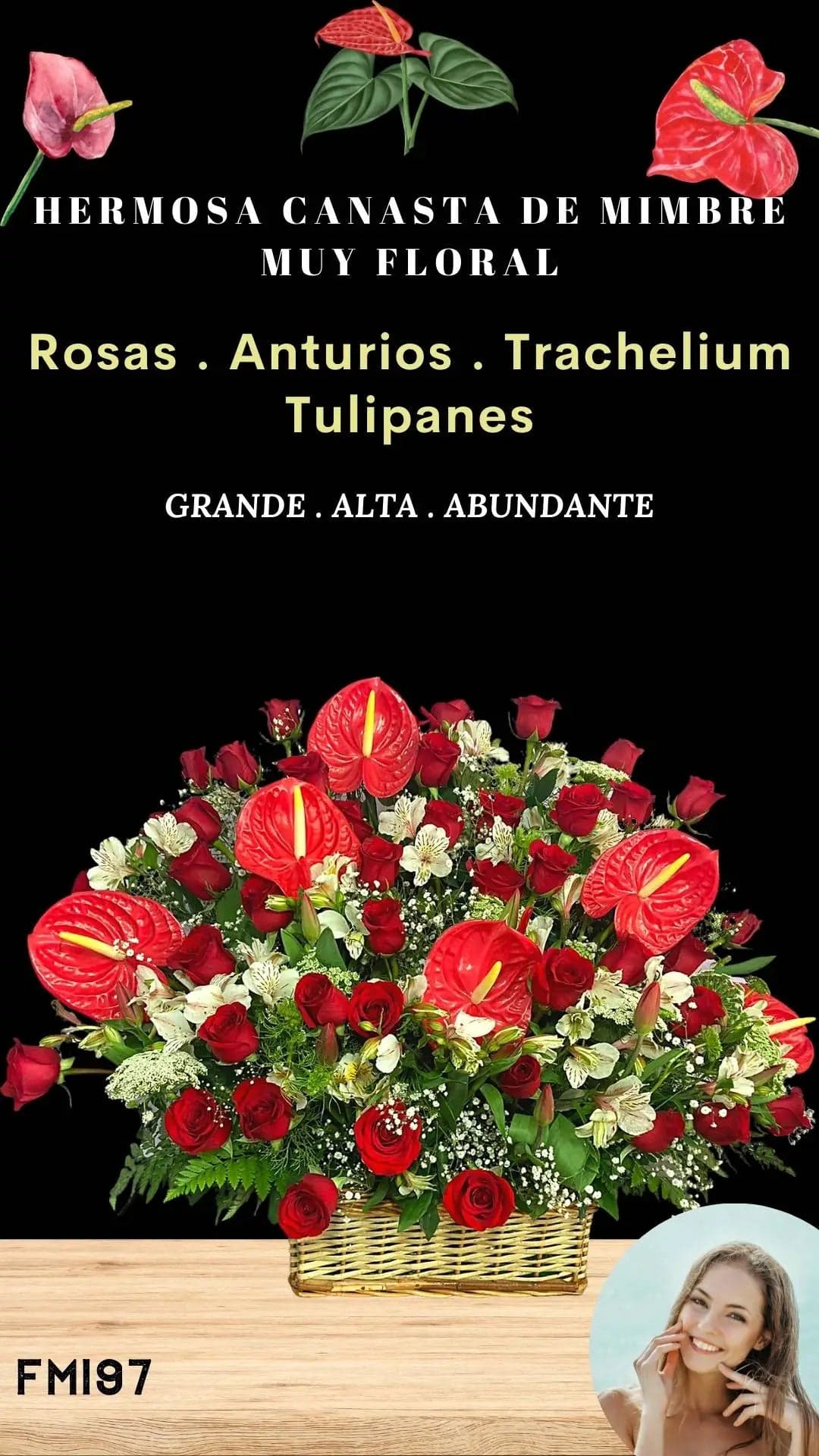 Canasta 40 Rosas y Tulipanes Rojos a Domicilio CDMX