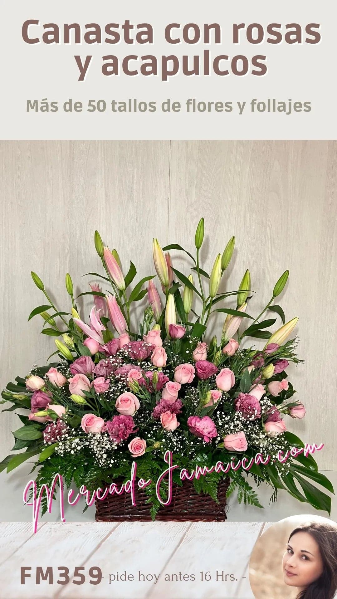 Canasta 24 Rosas Rosas y Acapulcos CDMX