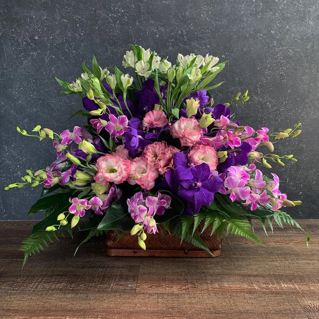 Canasta Orquídeas Vanda, Dendrobium y Lisianthus CDMX