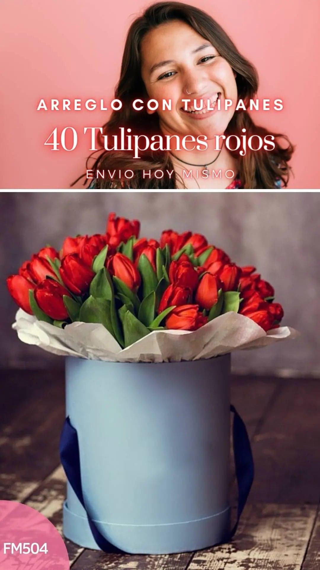 Caja 40 Tulipanes Rojos a Domicilio CDMX