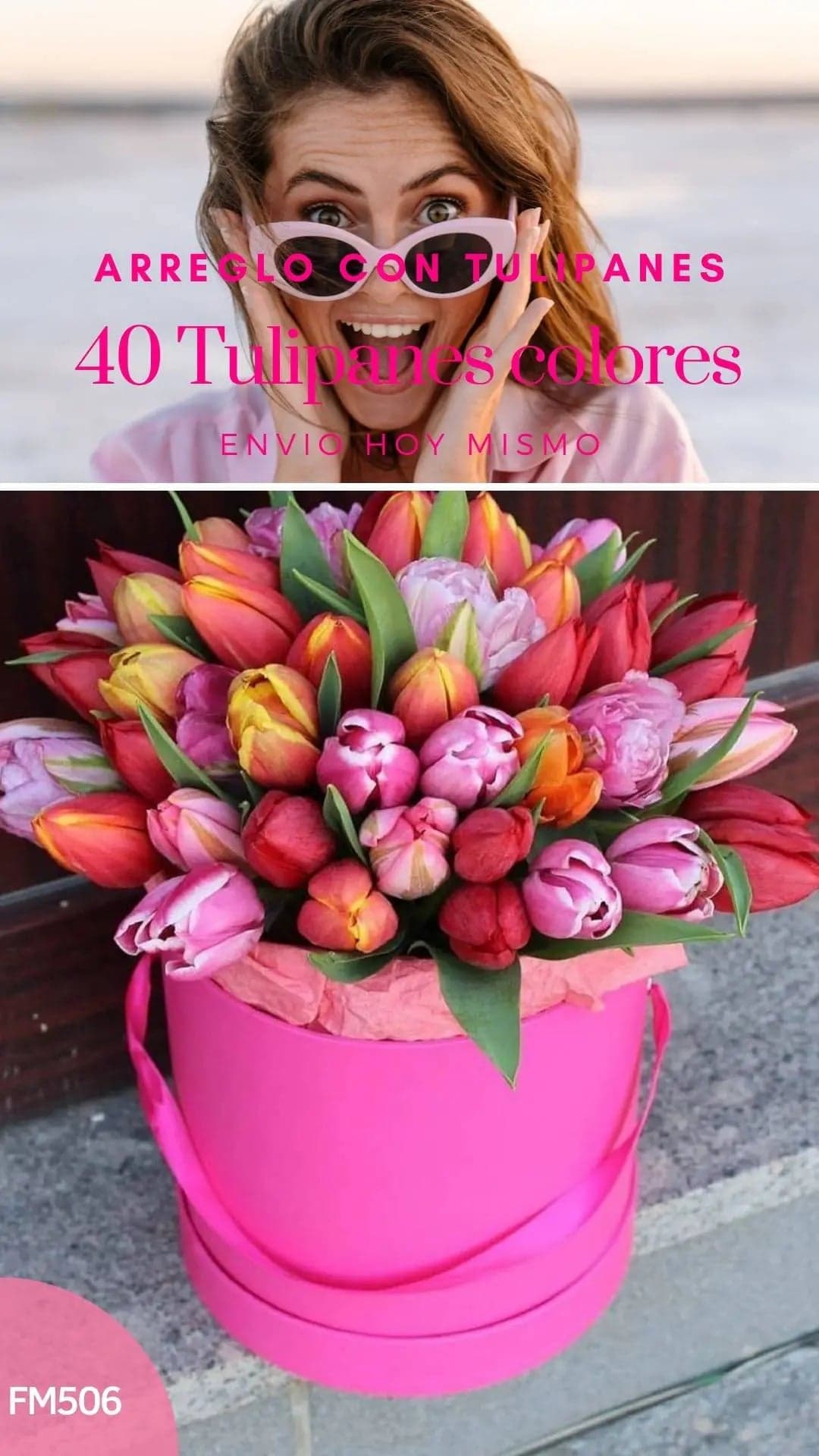 Caja 40 Tulipanes Multicolor a Domicilio CDMX