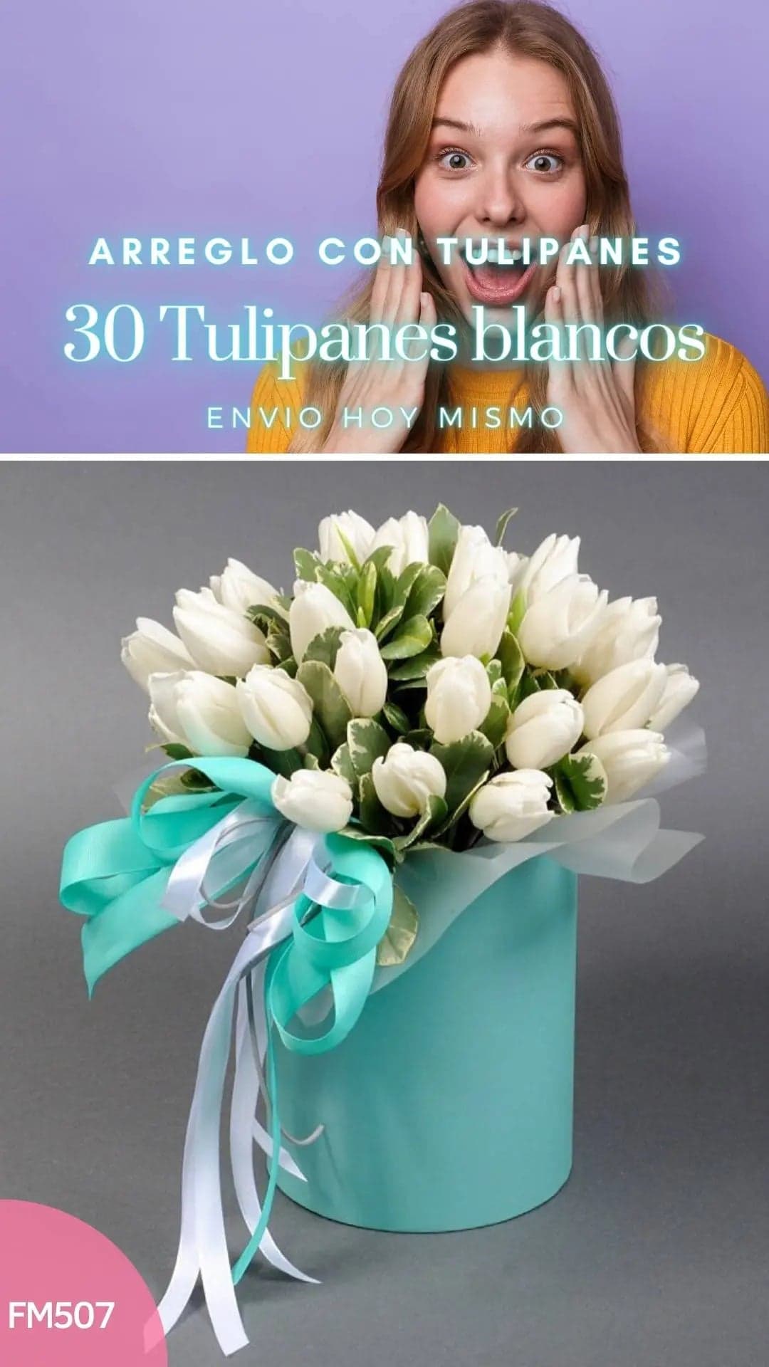 Caja 30 Tulipanes Blancos a Domicilio CDMX