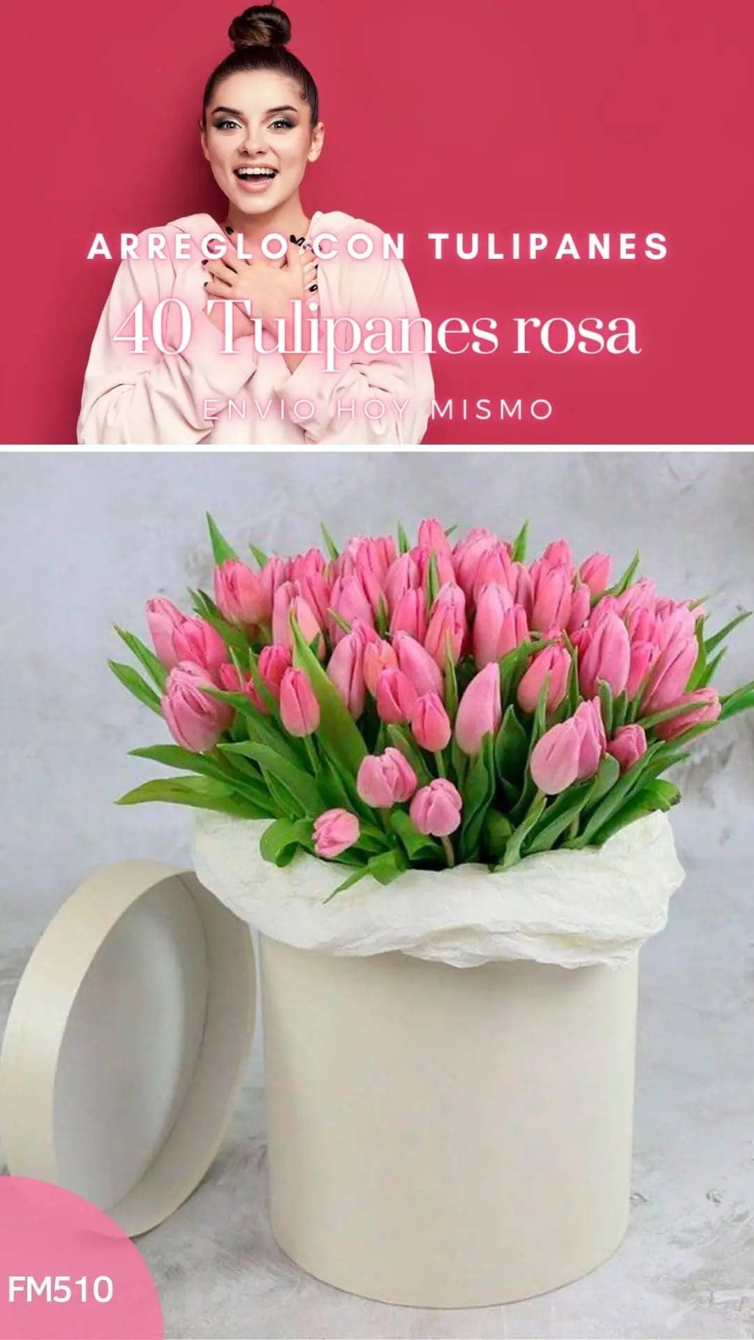 Caja 40 Tulipanes Rosa a Domicilio CDMX