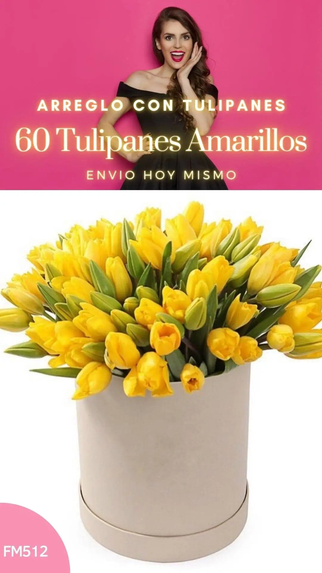 Caja 60 Tulipanes Amarillos a Domicilio CDMX