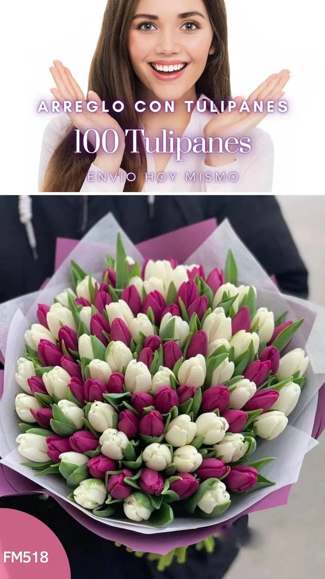 Ramo 100 Tulipanes Blanco y Lila a Domicilio CDMX