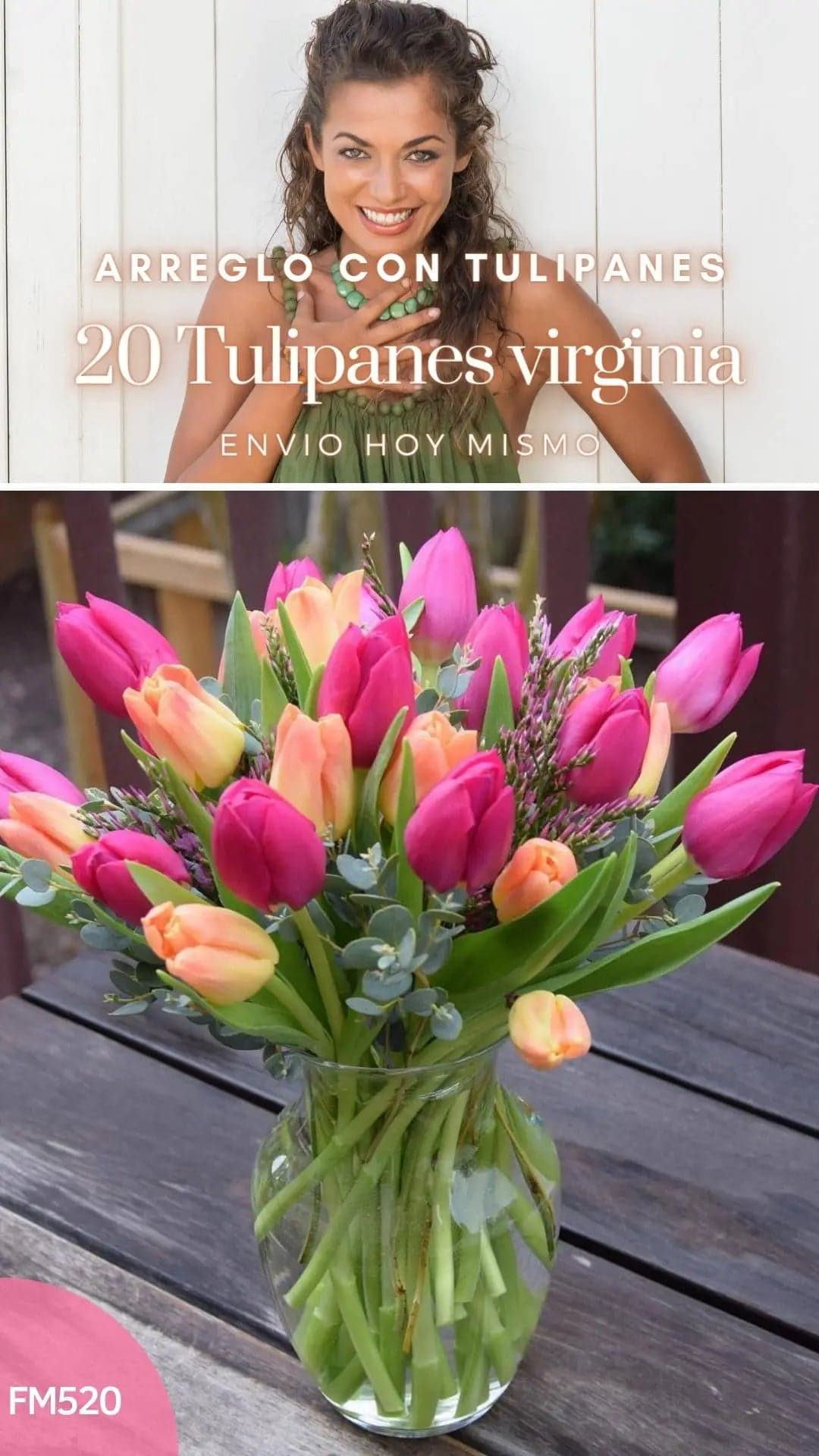 20 Tulipanes Virginia Fucsia y Naranja · CDMX