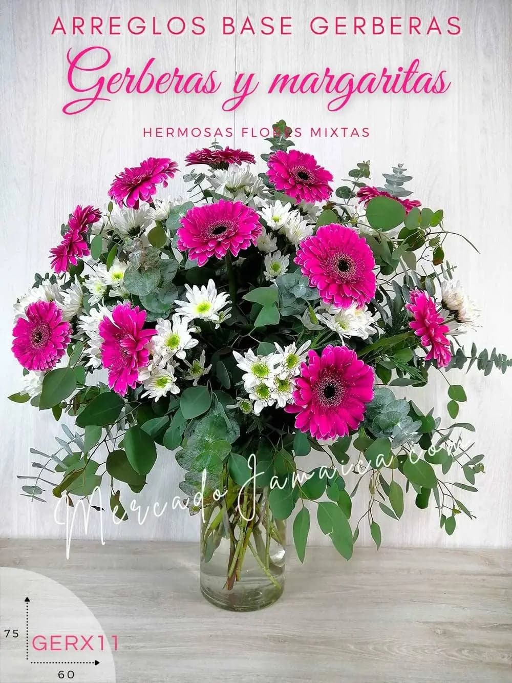 Arreglo 10 Gerberas Fucsia y Margaritas CDMX