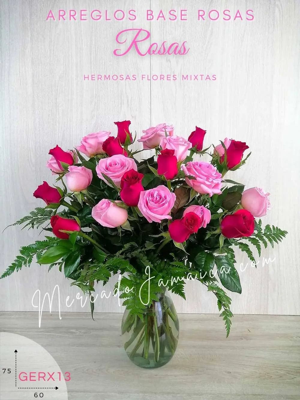 24 Rosas Fucsia y Rosa en Florero | CDMX