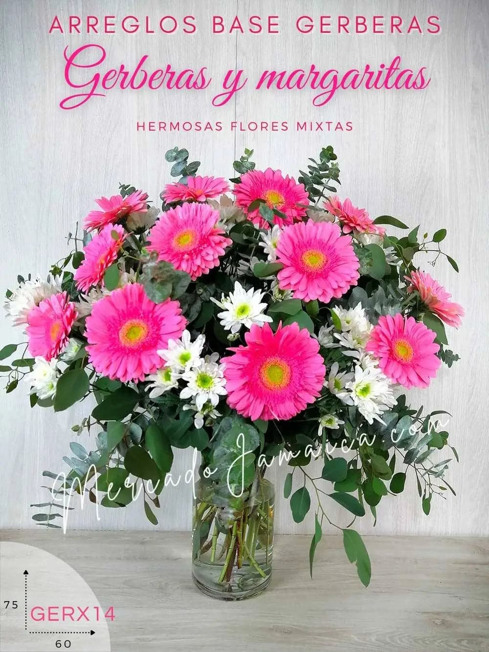Arreglo 10 Gerberas Rosa y Margaritas CDMX