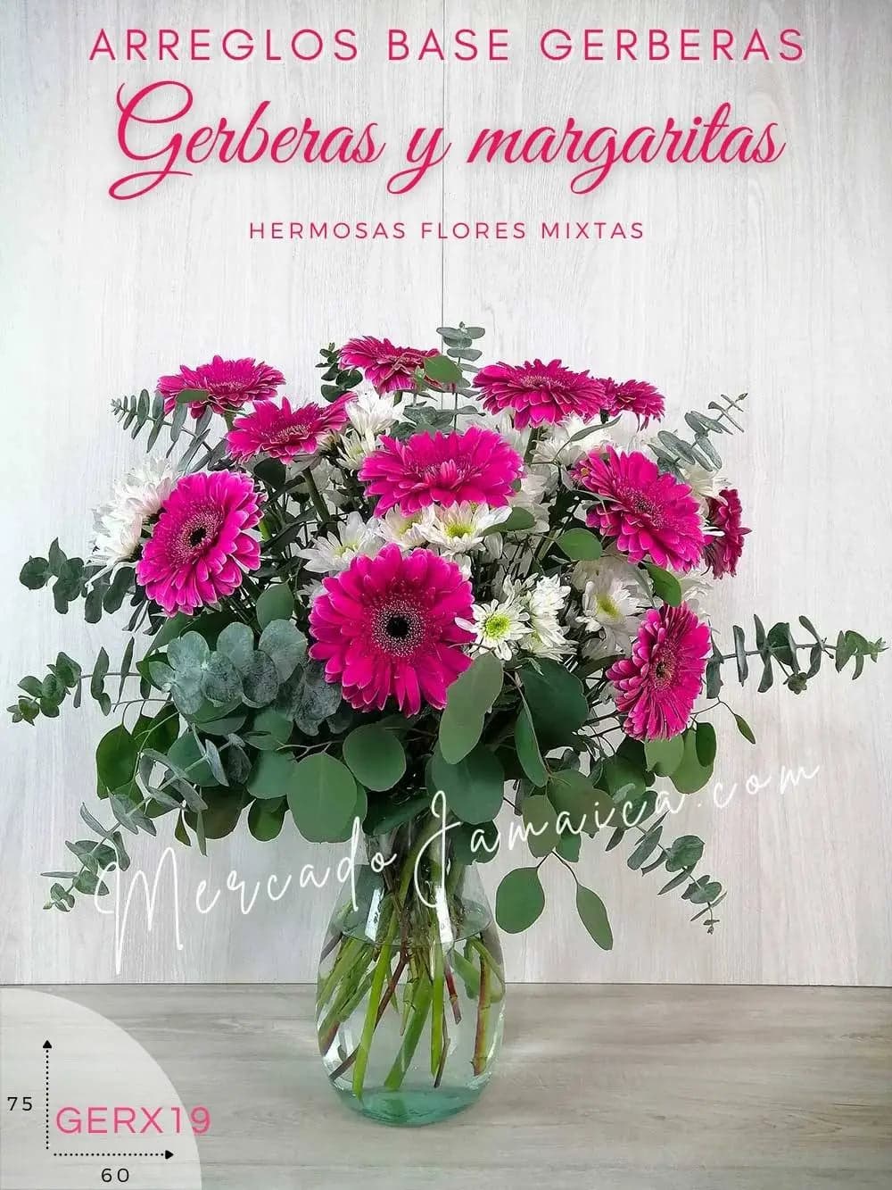 Arreglo 10 Gerberas Fucsia con Margaritas CDMX