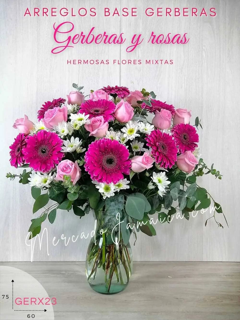 Arreglo Gerberas Fucsia y Rosas Rosa CDMX