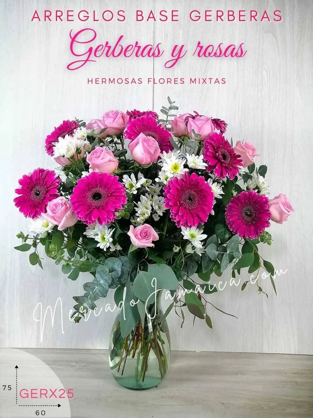 Arreglo Gerberas Fucsia y Rosas Rosa CDMX