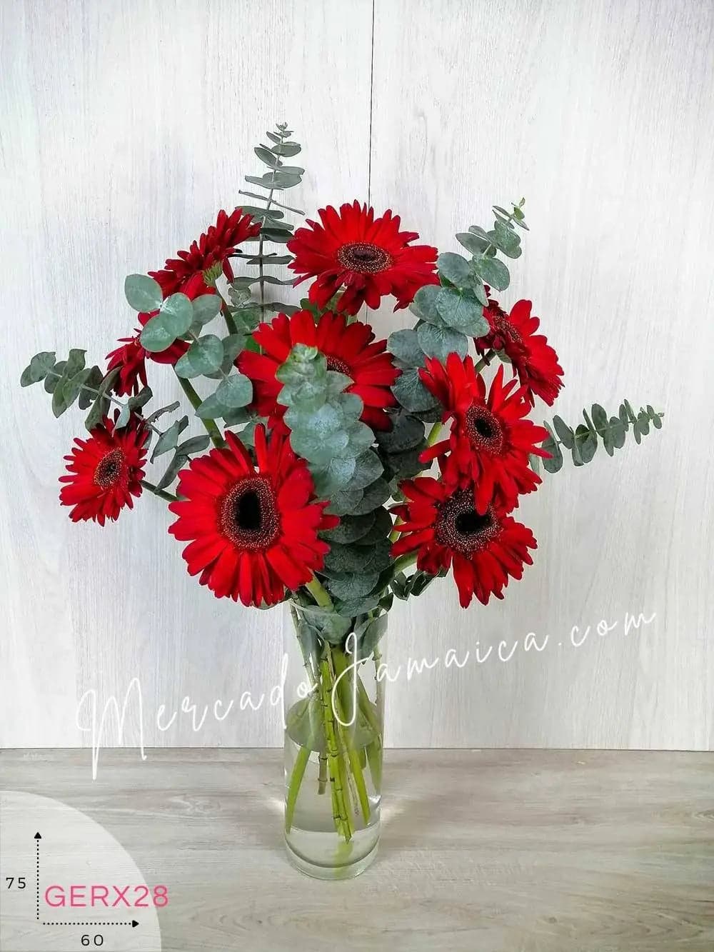 Arreglo 12 Gerberas Rojas con Florero · CDMX