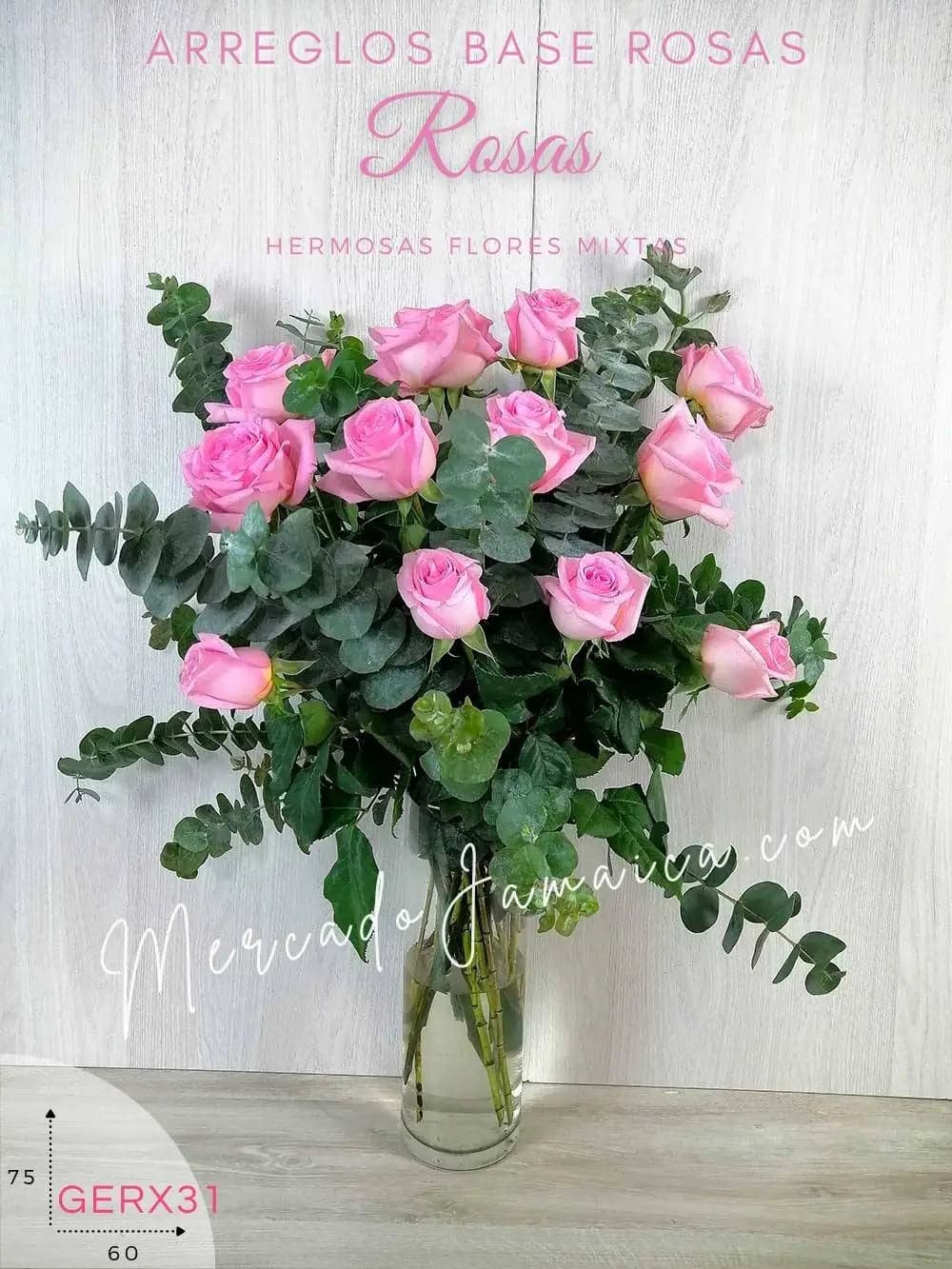 Arreglo Candy: 12 Rosas Rosas en Florero | CDMX