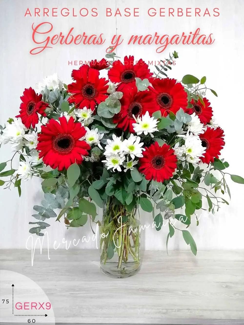 Arreglo 10 Gerberas Rojas Boston – Entrega CDMX