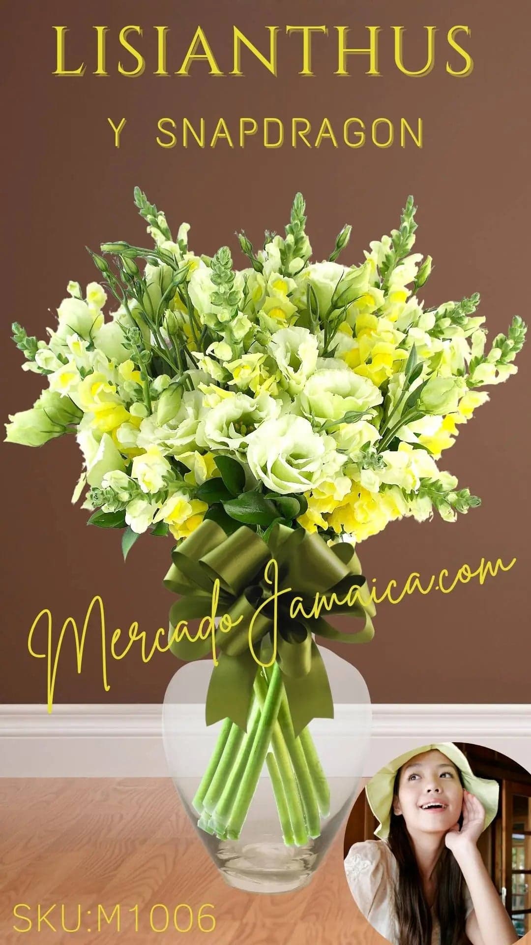 Lisianthus Blanco y Snapdragon Amarillo en Jarrón CDMX