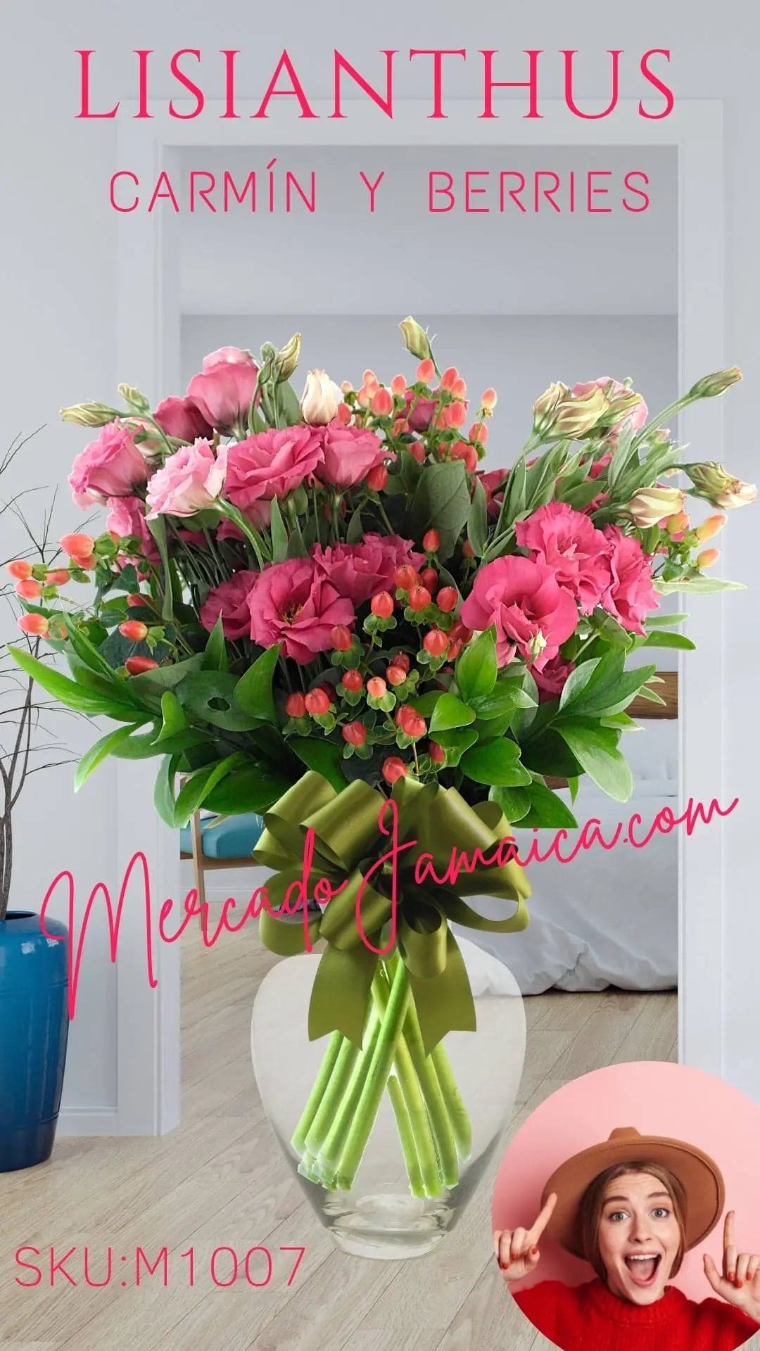 Arreglo Lisianthus Carmín en Jarrón · CDMX