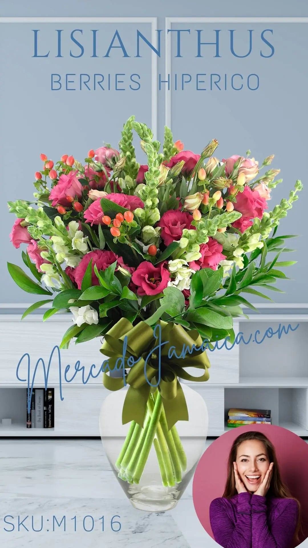 Arreglo Lisianthus Rosa Carmín en Jarrón CDMX