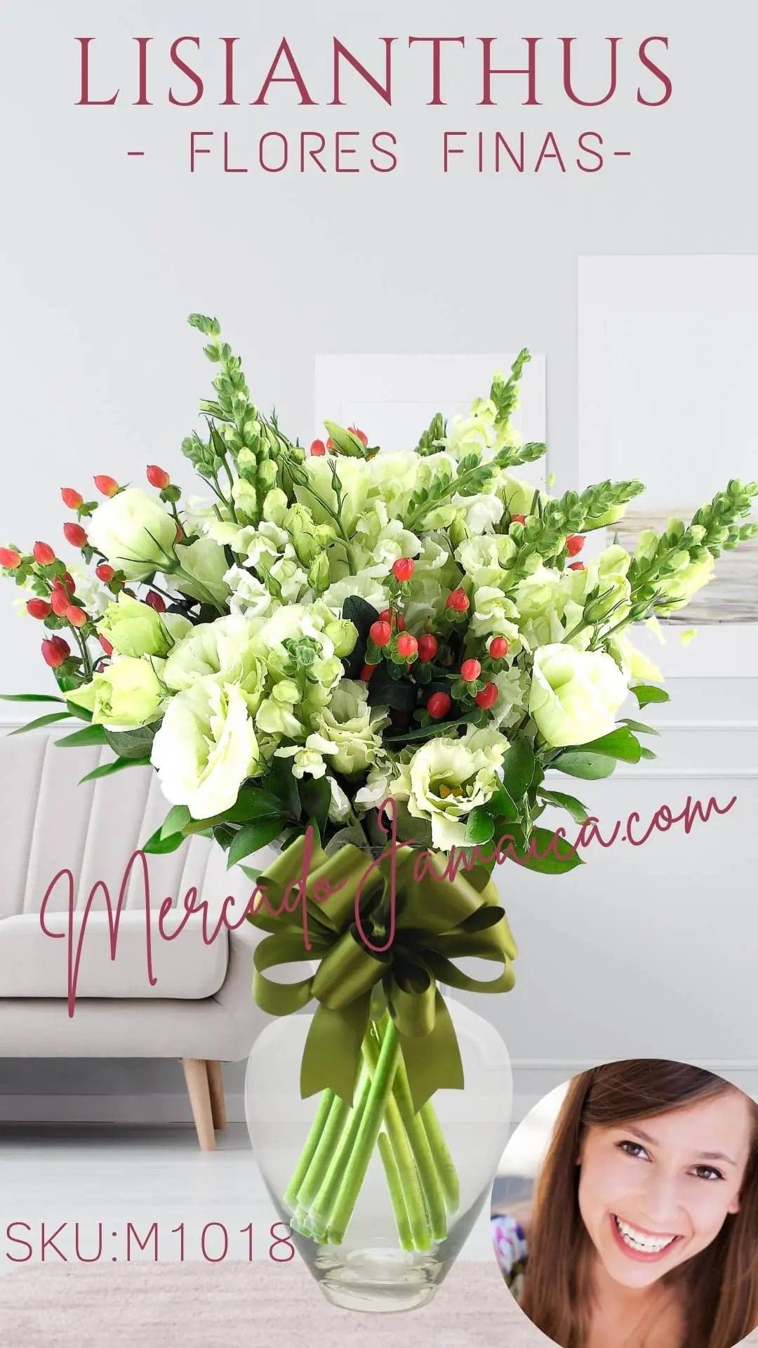 Arreglo Lisianthus Blanco Venezia en Jarrón CDMX