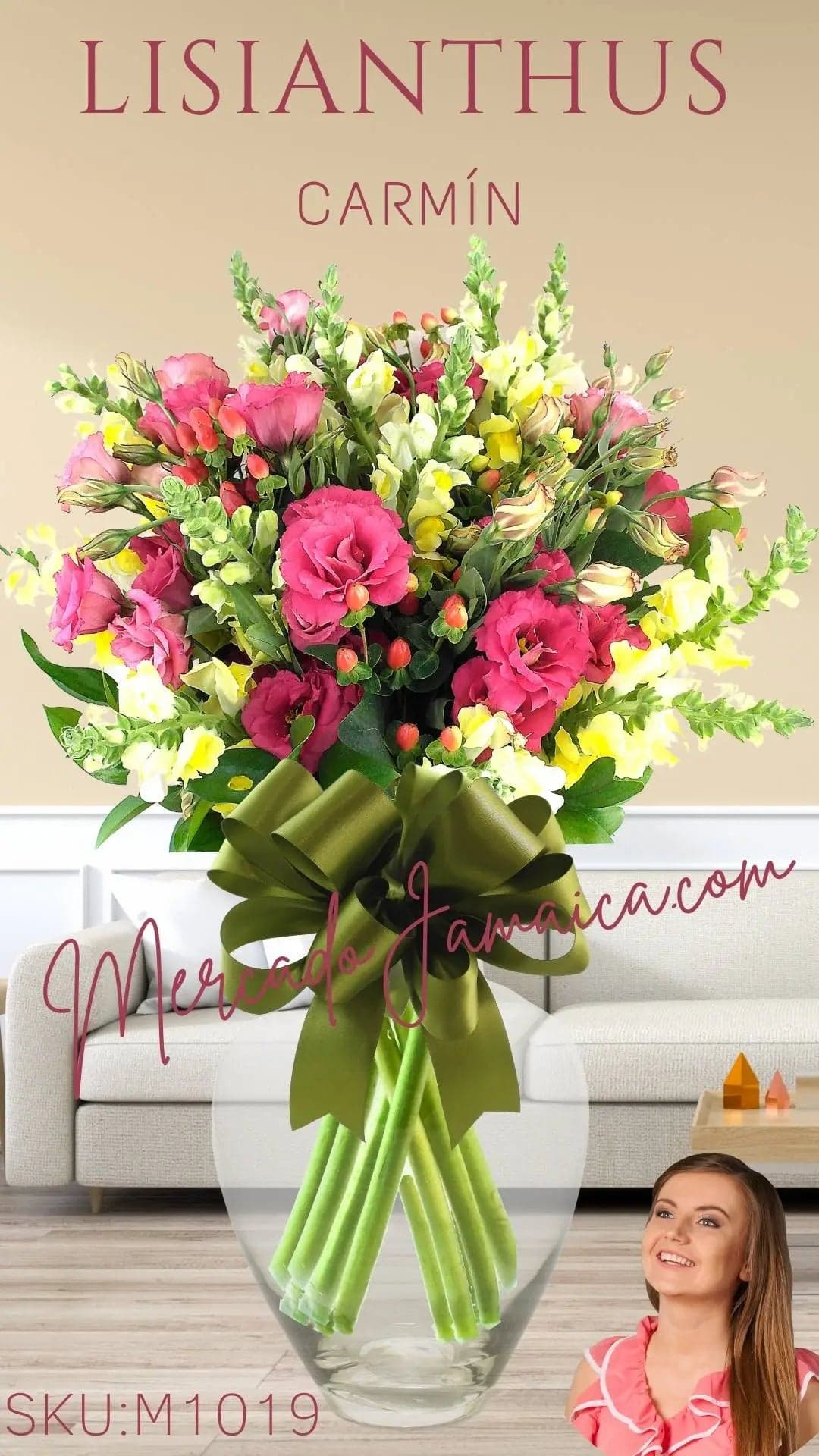 Arreglo Lisianthus Carmín en Jarrón | CDMX