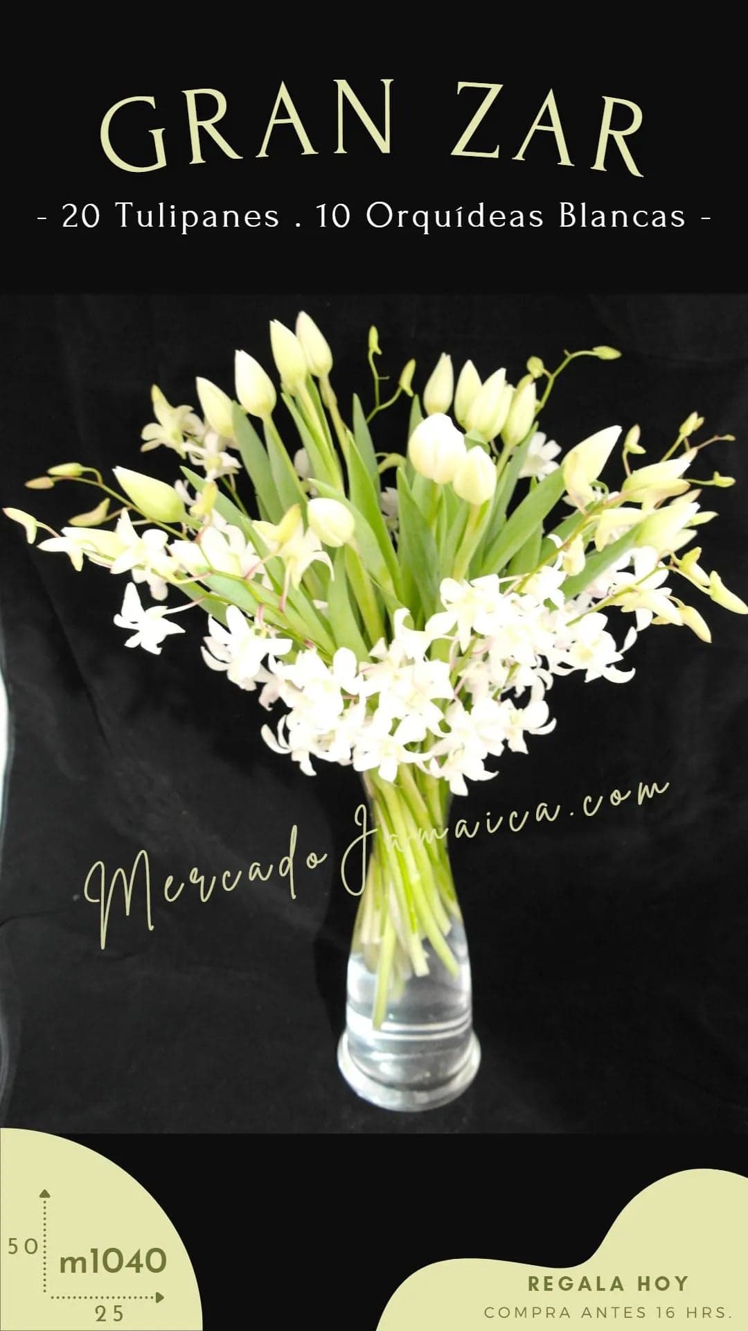 Arreglo 20 Tulipanes y 10 Orquídeas Blancas CDMX