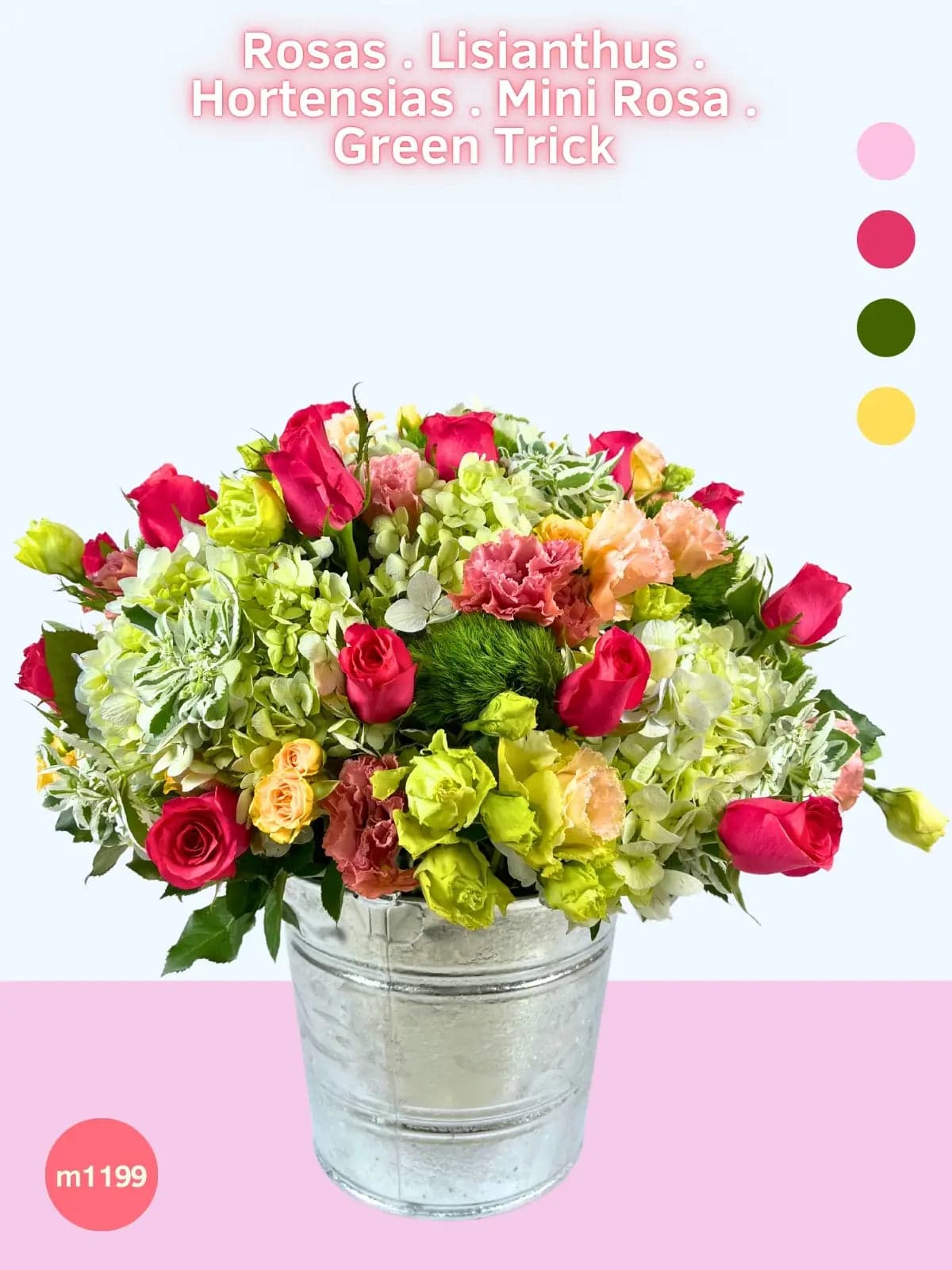 Arreglo Cumpleaños Rosas Fucsia y Hortensias CDMX