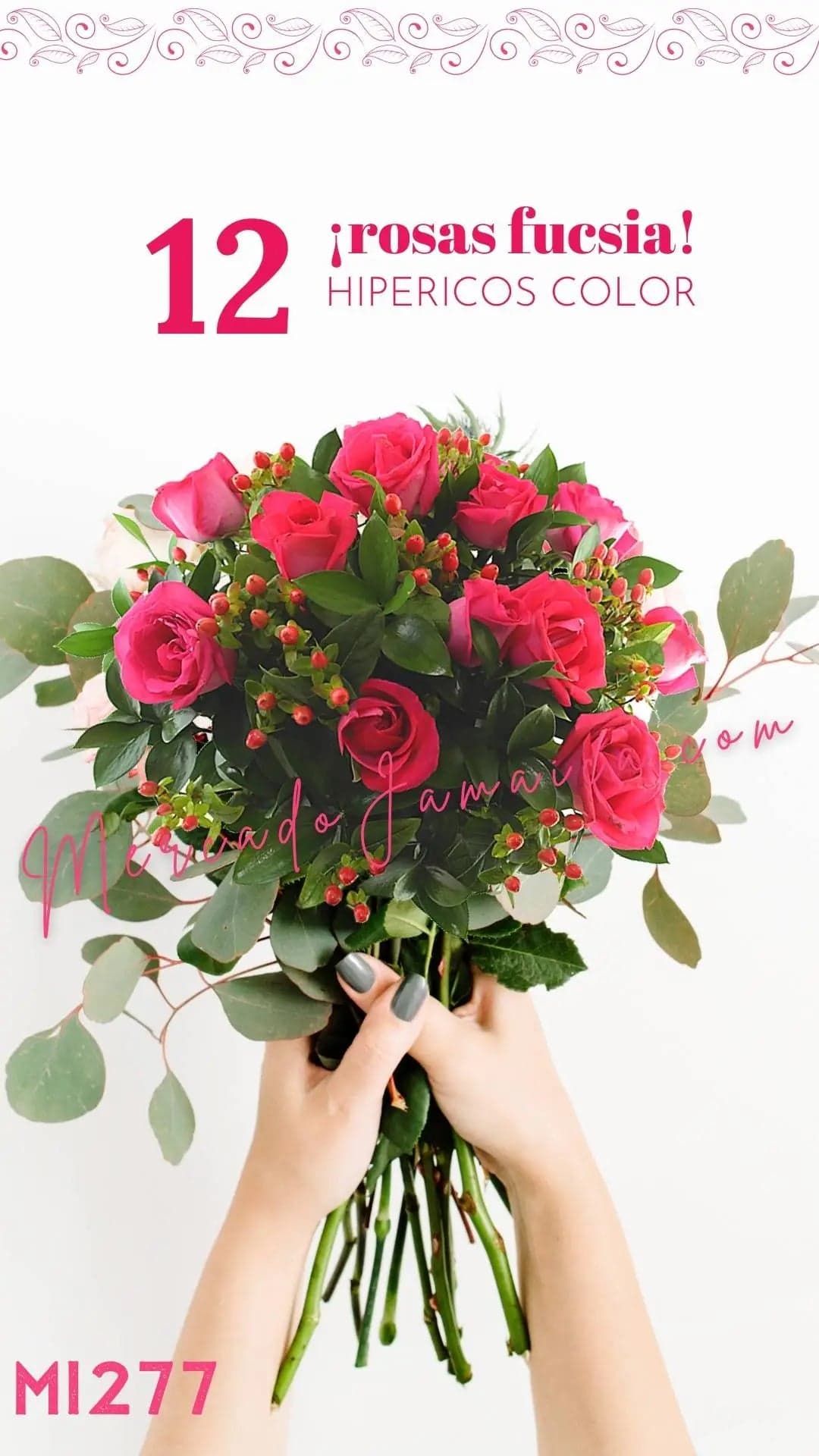 Arreglo 12 Rosas Fucsia First Love en Jarrón CDMX