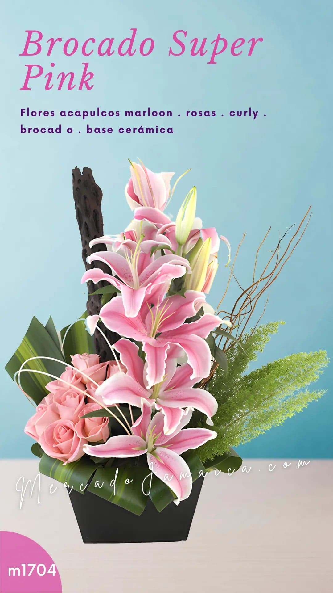 Arreglo 12 Rosas Super Pink con Base Cerámica CDMX