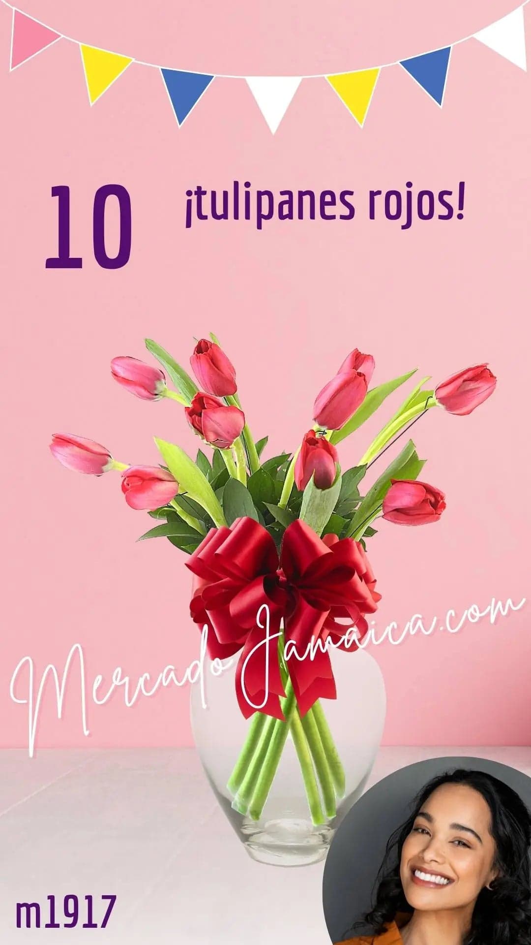 10 Tulipanes Rojos en Jarrón · Entrega CDMX