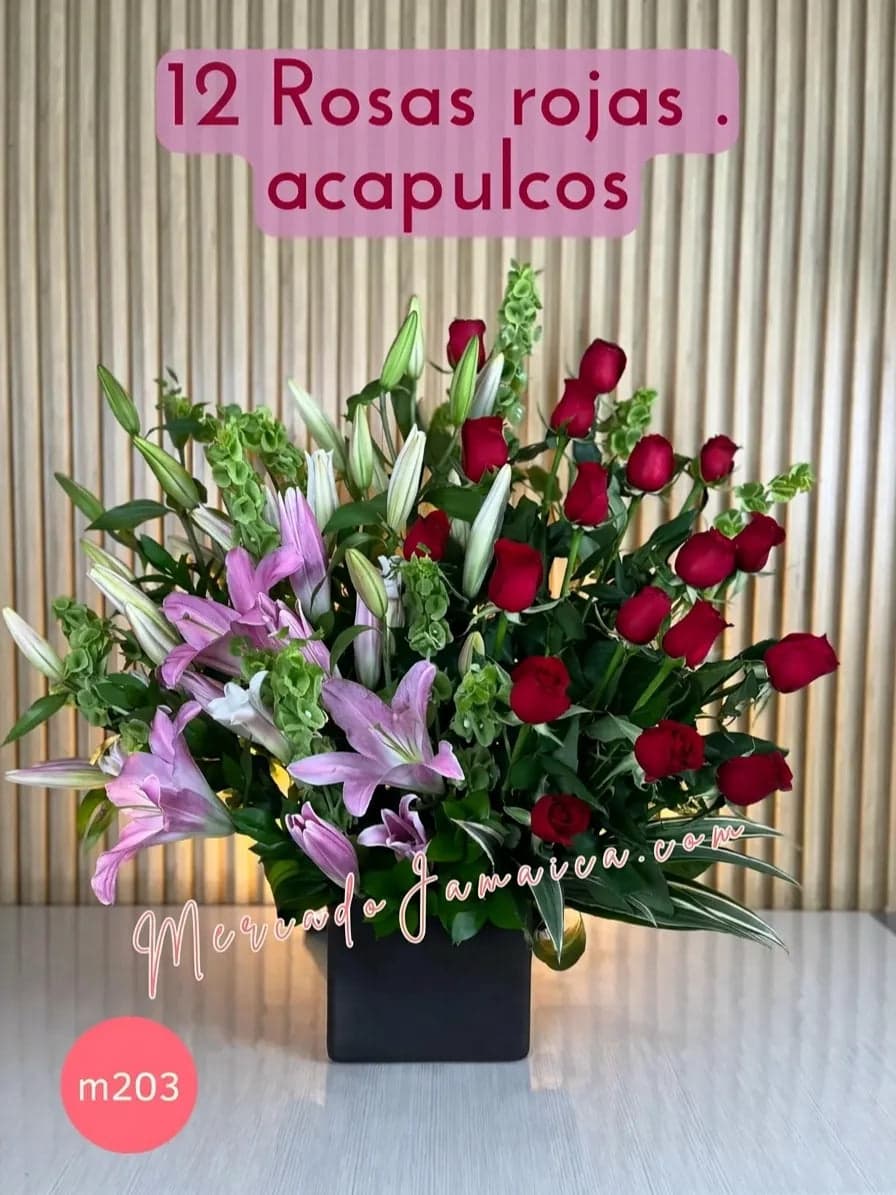12 Rosas Rojas y 5 Lirios Stargazer en CDMX