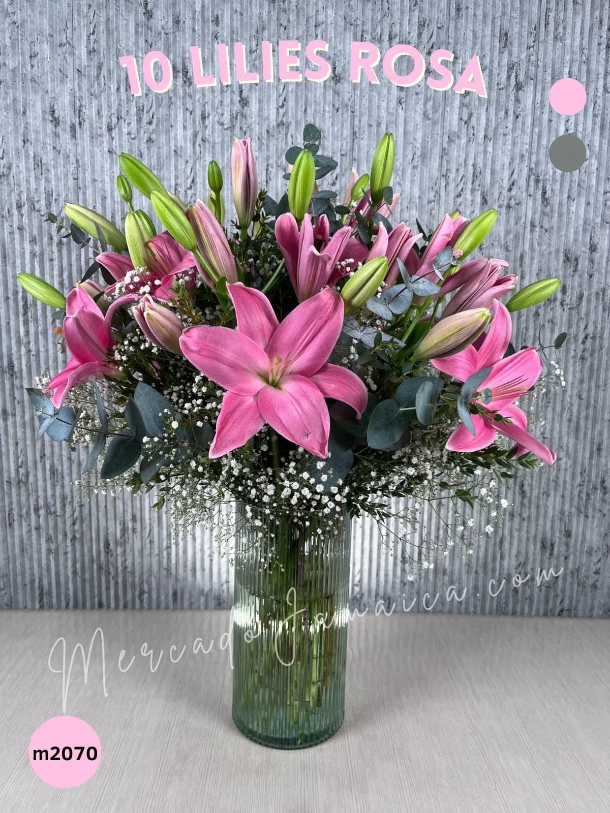 Arreglo 10 Lilies Rosa en Florero · CDMX