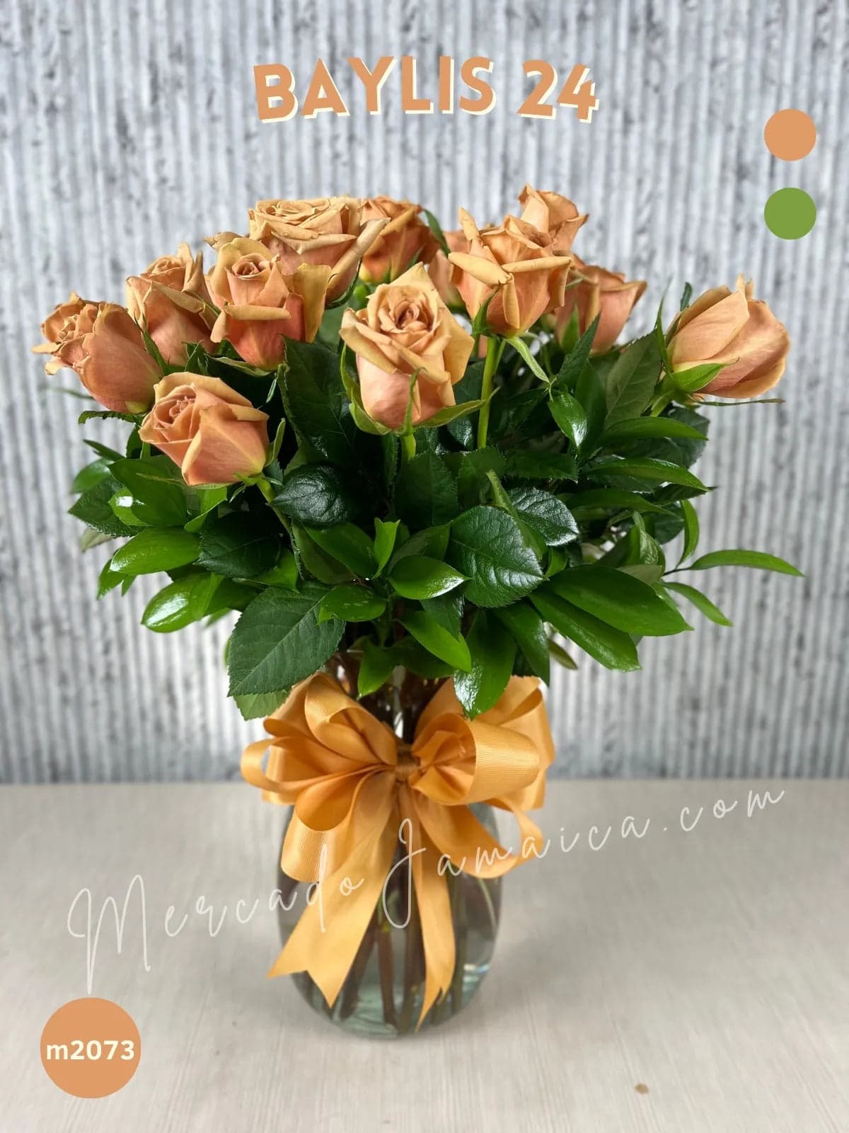 Arreglo 24 Rosas Baylis Capuchino en Jarrón CDMX