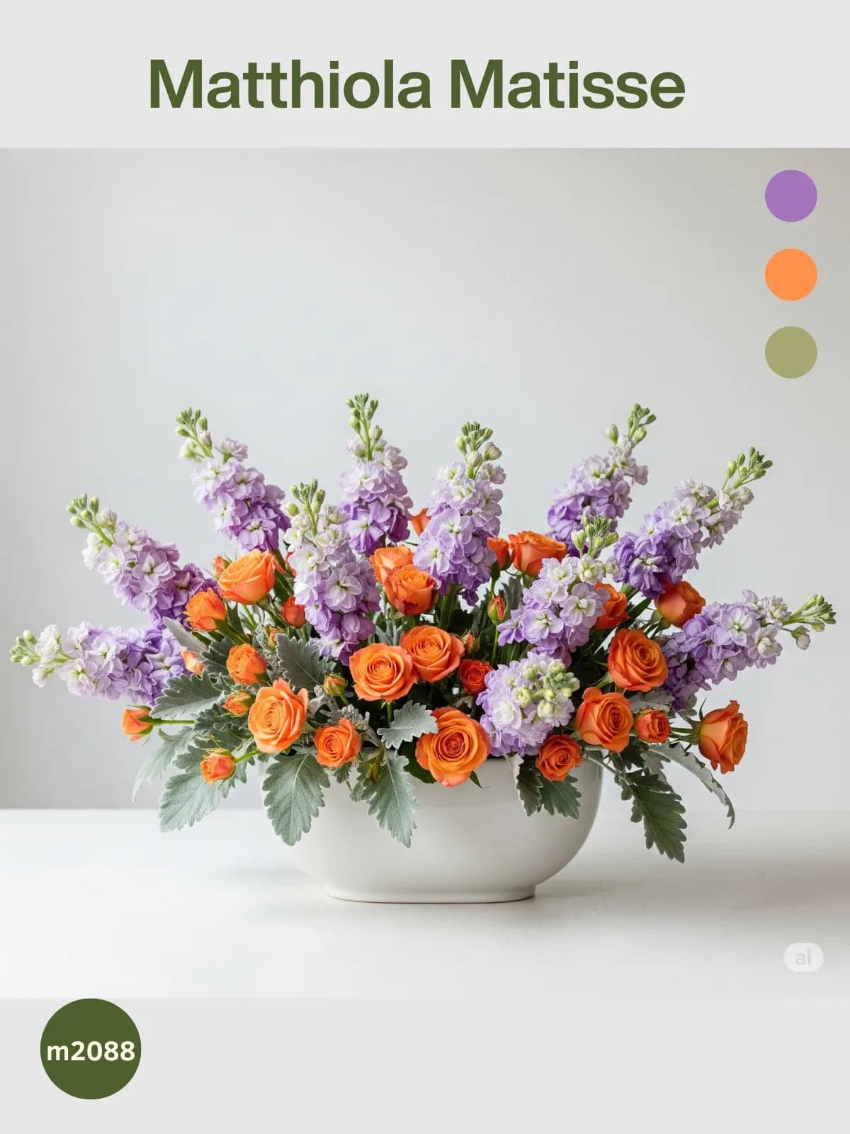 Arreglo Matthiolas y Rosas Naranja – Matisse CDMX