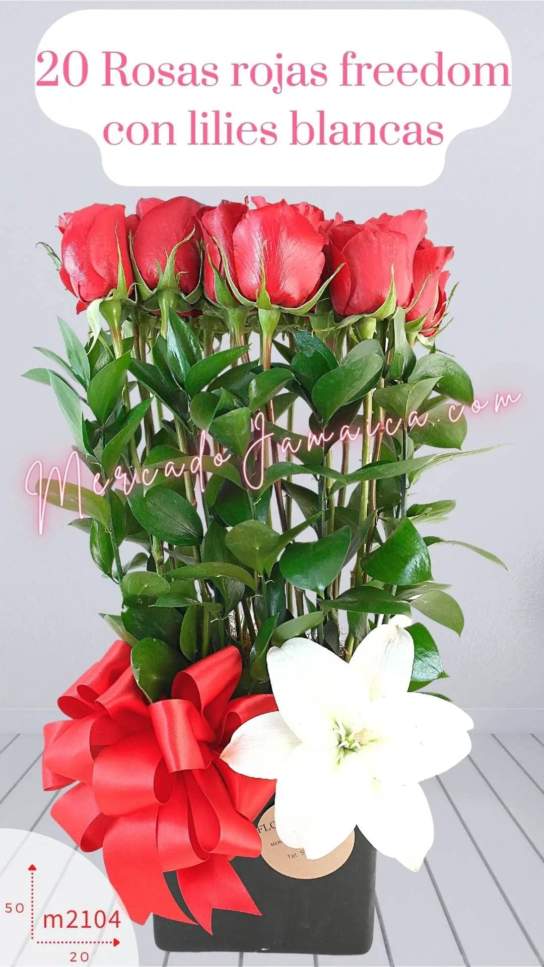 20 Rosas Rojas con Lilies Blancas a Domicilio CDMX