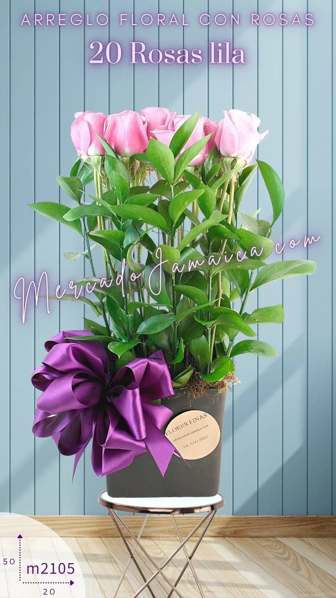 20 Rosas Moradas Cool Water a Domicilio CDMX