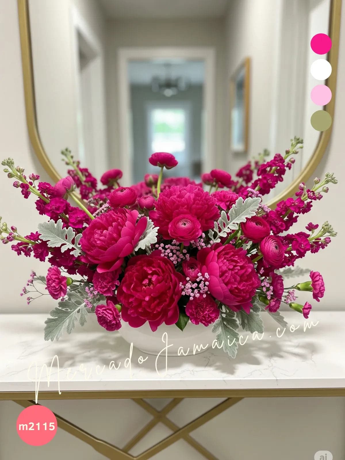 Arreglo Fuchsia: Peonías y Flores en Cerámica CDMX